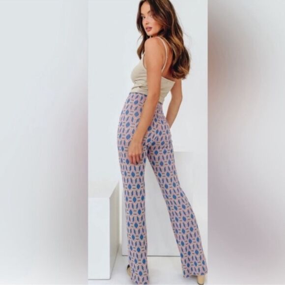 Zara Pink Blue Knit Pants - Picture 3 of 4